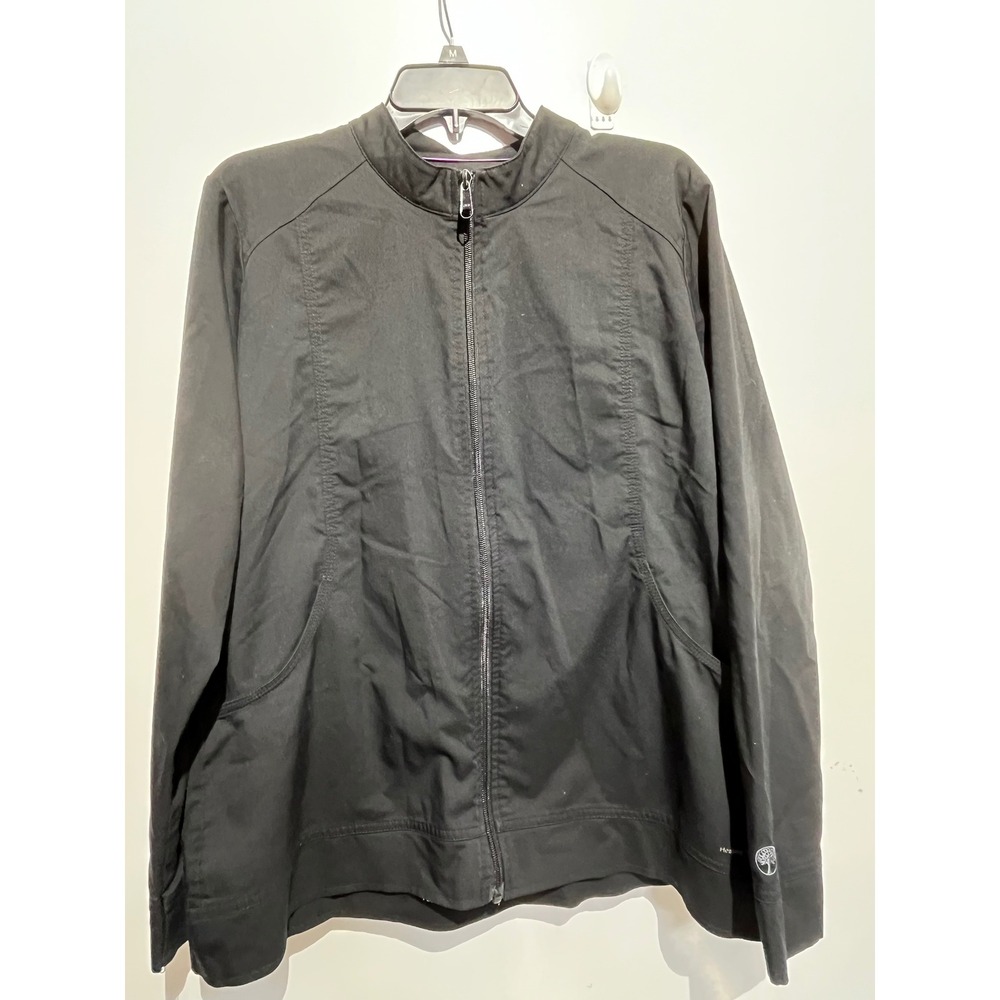 Healing Hands Womens Black Full Zip Scrub Jacket Mock Neck Size L Professional